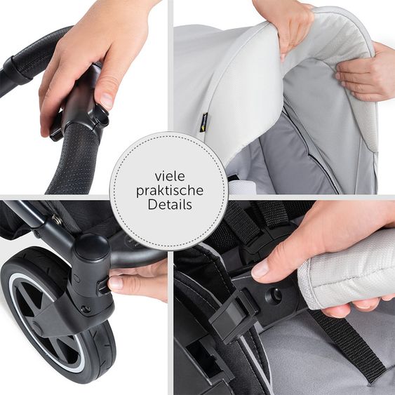 Hauck Kombi-Kinderwagen Mars Duoset inkl. Sportwagen & Babywanne für Neugeborene - Lunar Stone