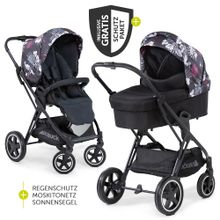 Mars Duoset passeggino incluso passeggino e navicella per neonati - Wild Blooms Nero