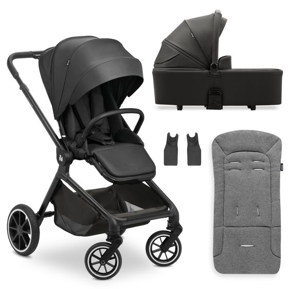 Hauck Kombi-Kinderwagen Move N Care Set - inkl. Babywanne, Sportsitz und Sitzauflage - Black