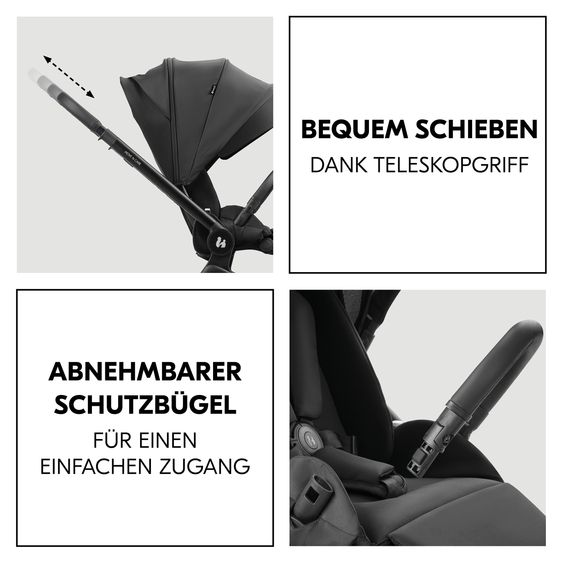 Hauck Kombi-Kinderwagen Move N Care Set - inkl. Babywanne, Sportsitz und Sitzauflage - Black
