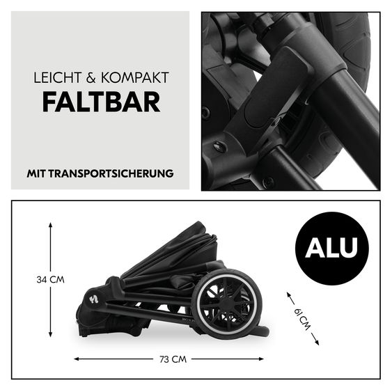 Hauck Kombi-Kinderwagen Move N Care Set - inkl. Babywanne, Sportsitz und Sitzauflage - Black