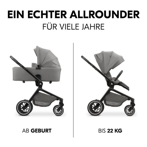 Hauck Kombi-Kinderwagen Move N Care Set - inkl. Babywanne, Sportsitz und Sitzauflage - Dark Grey