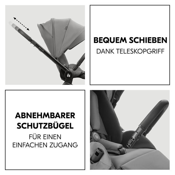 Hauck Kombi-Kinderwagen Move N Care Set - inkl. Babywanne, Sportsitz und Sitzauflage - Dark Grey