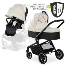 Kombi-Kinderwagen Move so Simply inkl. Babywanne, Sportsitz und XXL Zubehörpaket - Beige Neon