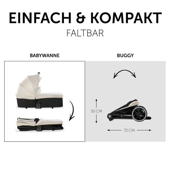 Hauck Kombi-Kinderwagen Move so Simply inkl. Babywanne, Sportsitz und XXL Zubehörpaket - Beige Neon