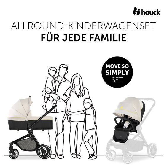 Hauck Kombi-Kinderwagen Move so Simply inkl. Babywanne, Sportsitz und XXL Zubehörpaket - Beige Neon