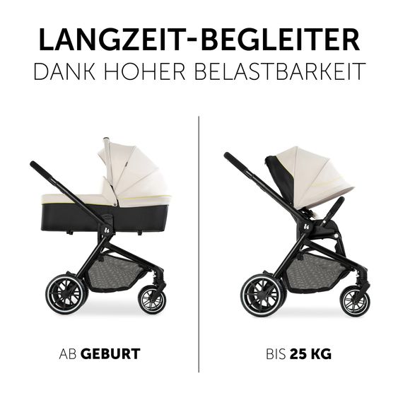 Hauck Kombi-Kinderwagen Move so Simply inkl. Babywanne, Sportsitz und XXL Zubehörpaket - Beige Neon