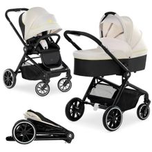 Kombi-Kinderwagen Move so Simply Set inkl. Babywanne & Sportsitz - mit Liegefunktion - Beige Neon