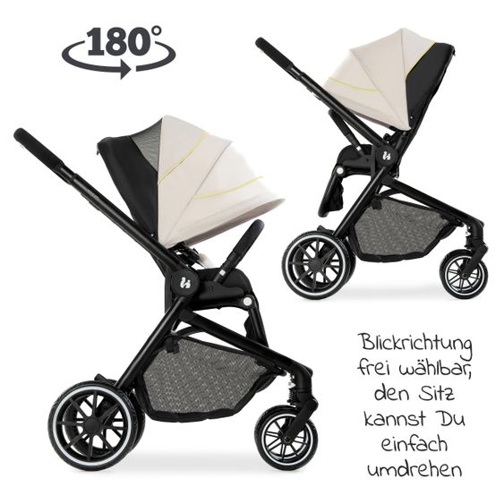 Hauck Kombi-Kinderwagen Move so Simply Set inkl. Babywanne & Sportsitz - mit Liegefunktion - Beige Neon