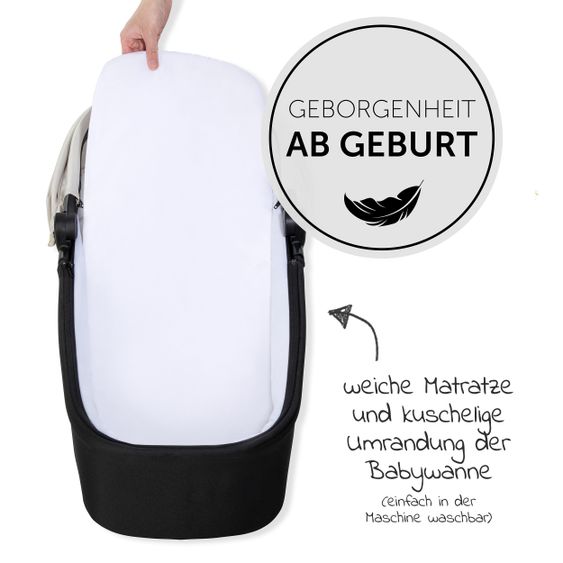 Hauck Kombi-Kinderwagen Move so Simply Set inkl. Babywanne & Sportsitz - mit Liegefunktion - Beige Neon