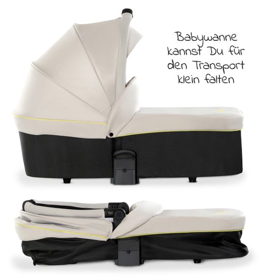 Hauck Kombi-Kinderwagen Move so Simply Set inkl. Babywanne & Sportsitz - mit Liegefunktion - Beige Neon