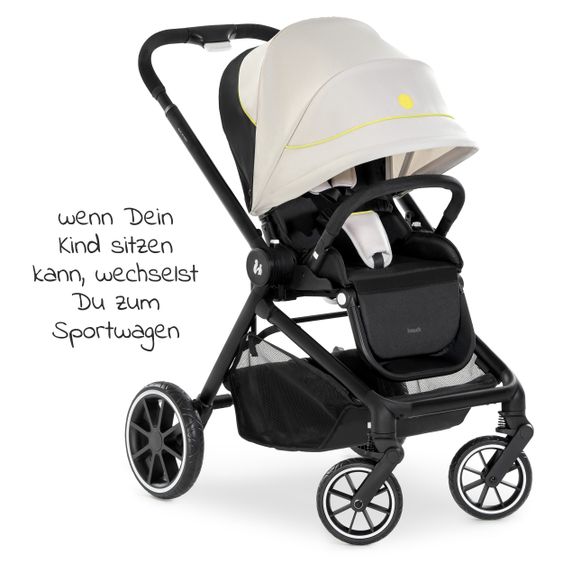 Hauck Kombi-Kinderwagen Move so Simply Set inkl. Babywanne & Sportsitz - mit Liegefunktion - Beige Neon