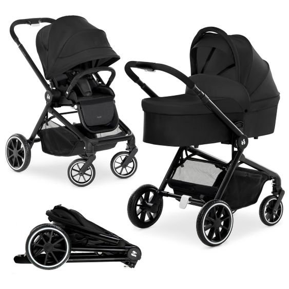 Hauck Kombi-Kinderwagen Move so Simply Set inkl. Babywanne & Sportsitz - mit Liegefunktion - Black