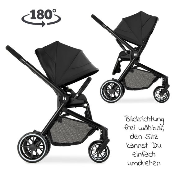 Hauck Kombi-Kinderwagen Move so Simply Set inkl. Babywanne & Sportsitz - mit Liegefunktion - Black