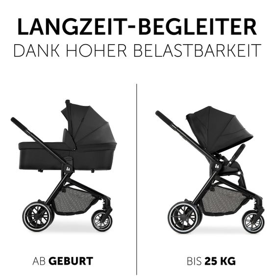 Hauck Kombi-Kinderwagen Move so Simply Set inkl. Babywanne & Sportsitz - mit Liegefunktion - Black