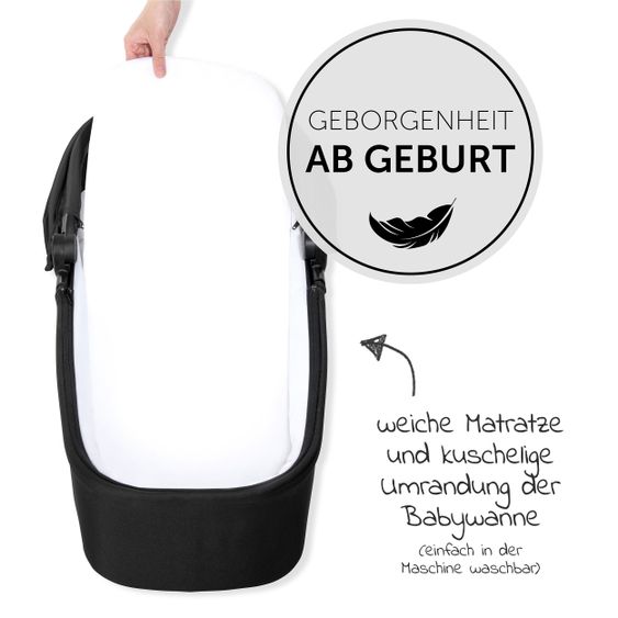 Hauck Kombi-Kinderwagen Move so Simply Set inkl. Babywanne & Sportsitz - mit Liegefunktion - Black