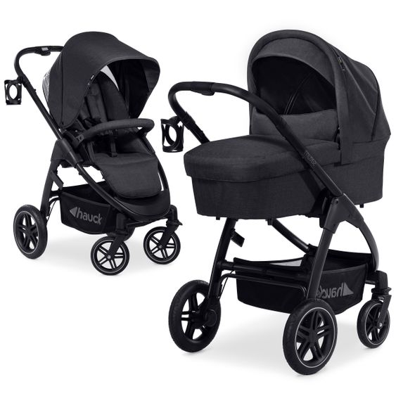 Hauck Saturn R Duoset passeggino combinato con navicella e seggiolino sportivo (carico massimo 25 kg) - Nero Melange