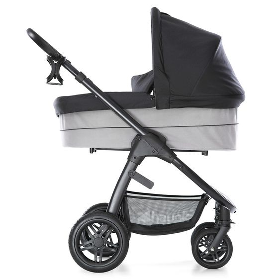 Hauck Kombi-Kinderwagen Saturn R Duoset - inkl. Sportwagen und Babywanne für Neugeborene - Caviar Stone