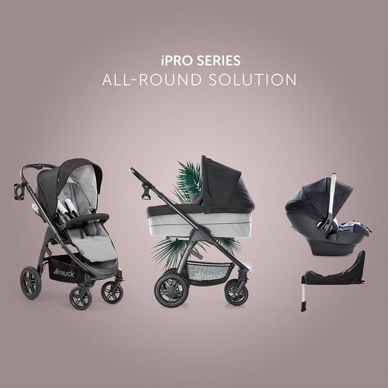 Hauck Kombi-Kinderwagen Saturn R Duoset - inkl. Sportwagen und Babywanne für Neugeborene - Caviar Stone