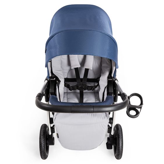 Hauck Kombi-Kinderwagen Saturn R Duoset - inkl. Sportwagen und Babywanne für Neugeborene - Denim Silver