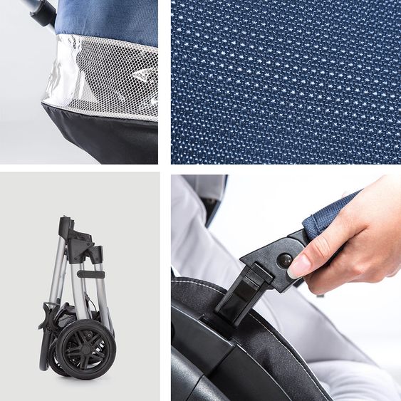 Hauck Kombi-Kinderwagen Saturn R Duoset - inkl. Sportwagen und Babywanne für Neugeborene - Denim Silver