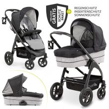 Kombi-Kinderwagen Saturn R Duoset (Sportwagen und Babywanne) - inkl. XXL Zubehörpaket - Caviar Stone