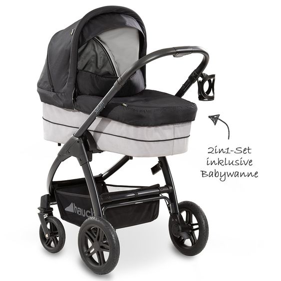 Hauck Kombi-Kinderwagen Saturn R Duoset (Sportwagen und Babywanne) - inkl. XXL Zubehörpaket - Caviar Stone