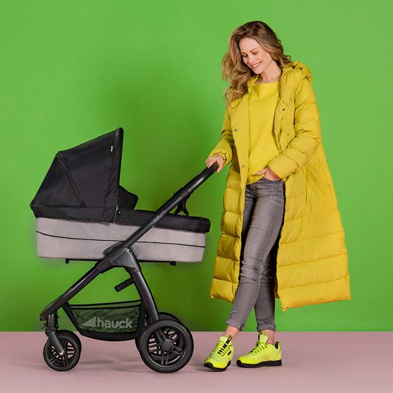 Hauck Kombi-Kinderwagen Saturn R Duoset (Sportwagen und Babywanne) - inkl. XXL Zubehörpaket - Caviar Stone