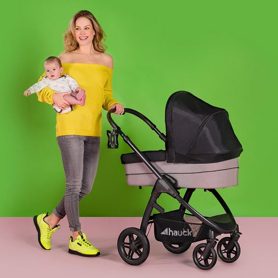 Hauck Kombi-Kinderwagen Saturn R Duoset (Sportwagen und Babywanne) - inkl. XXL Zubehörpaket - Caviar Stone