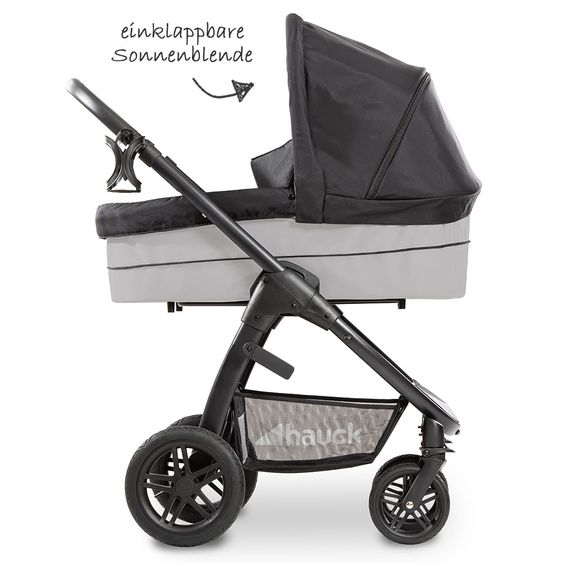 Hauck Kombi-Kinderwagen Saturn R Duoset (Sportwagen und Babywanne) - inkl. XXL Zubehörpaket - Caviar Stone