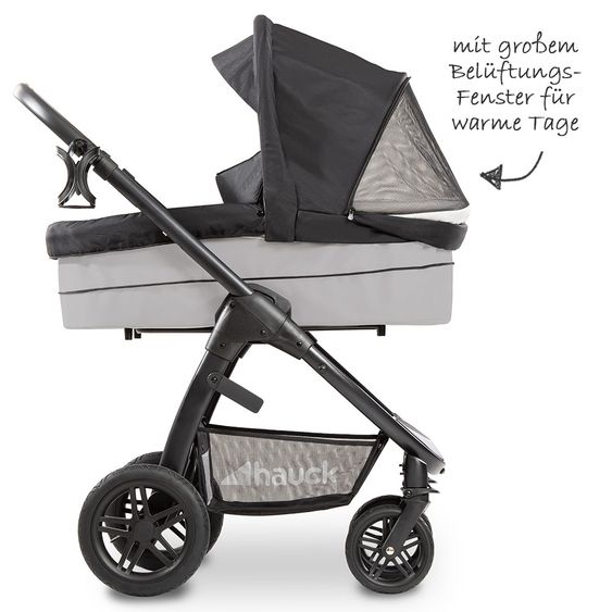 Hauck Kombi-Kinderwagen Saturn R Duoset (Sportwagen und Babywanne) - inkl. XXL Zubehörpaket - Caviar Stone