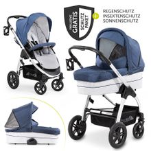 Kombi-Kinderwagen Saturn R Duoset (Sportwagen und Babywanne) - inkl. XXL Zubehörpaket - Denim Silver