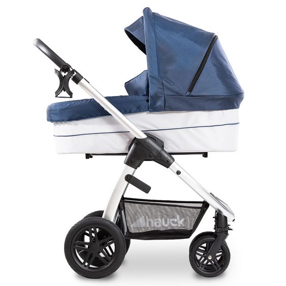 Hauck Combi stroller Saturn R Duoset (stroller and carrycot) - incl. XXL accessories package - Denim Silver