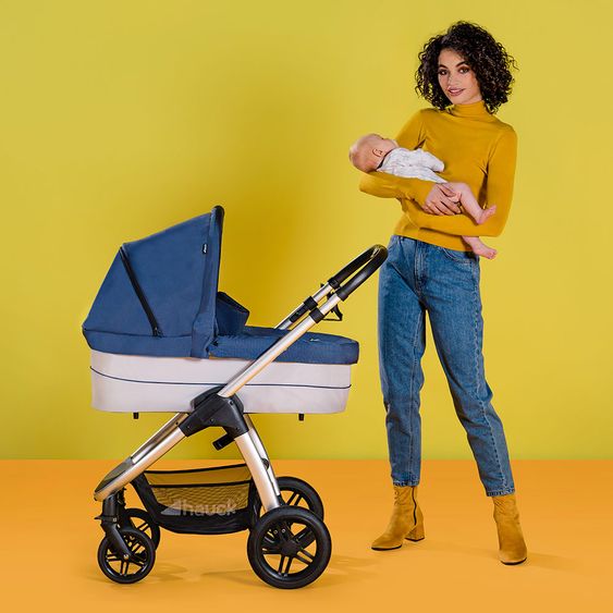 Hauck Combi stroller Saturn R Duoset (stroller and carrycot) - incl. XXL accessories package - Denim Silver