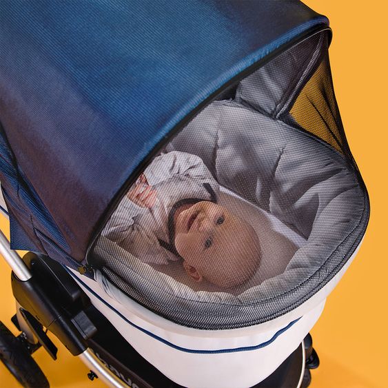 Hauck Combi stroller Saturn R Duoset (stroller and carrycot) - incl. XXL accessories package - Denim Silver