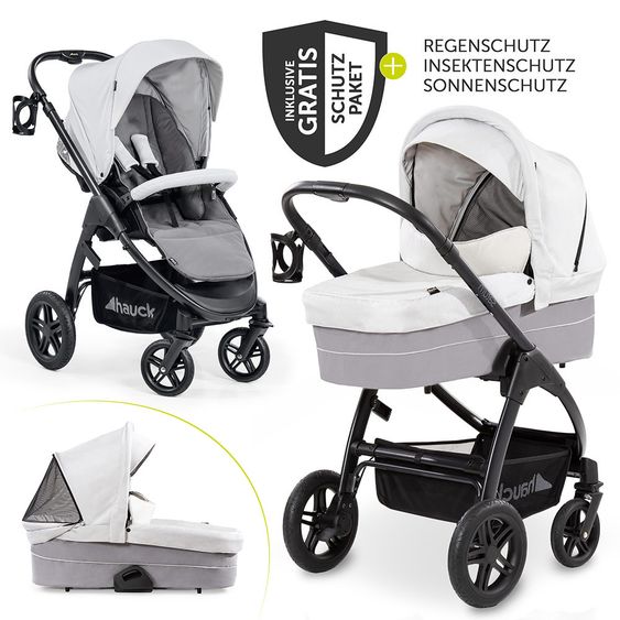 Hauck Kombi-Kinderwagen Saturn R Duoset (Sportwagen und Babywanne) - inkl. XXL Zubehörpaket - Lunar Stone