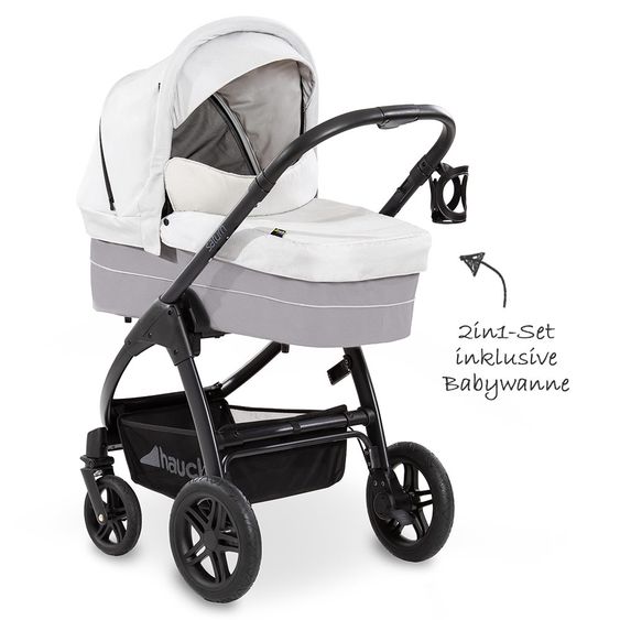 Hauck Kombi-Kinderwagen Saturn R Duoset (Sportwagen und Babywanne) - inkl. XXL Zubehörpaket - Lunar Stone