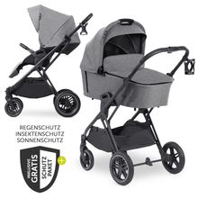 Passeggino combinato Vision X Duoset Black (passeggino e navicella) incluso pacchetto accessori XXL - Grigio Melange