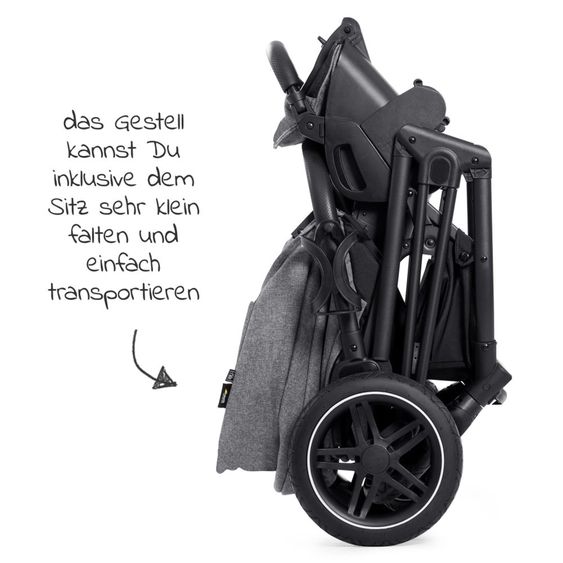 Hauck Kombi-Kinderwagen Vision X Duoset Black (Sportwagen und Babywanne) inkl. XXL Zubehörpaket - Melange Grey