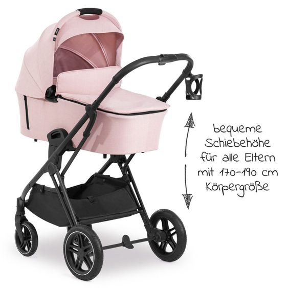 Hauck Passeggino Vision X Duoset Black (passeggino e navicella) incluso pacchetto accessori XXL - Melange Rose