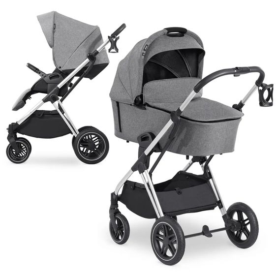 Hauck Kombi-Kinderwagen Vision X Duoset Silver (Sportwagen & Babywanne) - Melange Grey