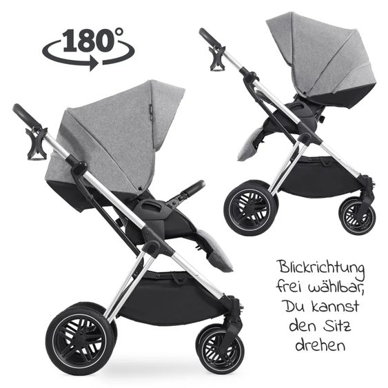 Hauck Vision X Duoset Silver baby carriage (pushchair & carrycot) - Melange Grey