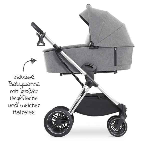 Hauck Kombi-Kinderwagen Vision X Duoset Silver (Sportwagen & Babywanne) - Melange Grey