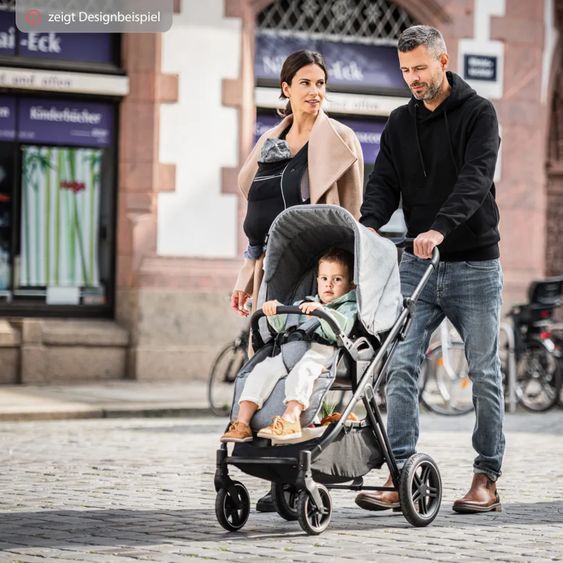 Hauck Kombi-Kinderwagen Vision X Duoset Silver (Sportwagen und Babywanne) inkl. XXL Zubehörpaket - Melange Black