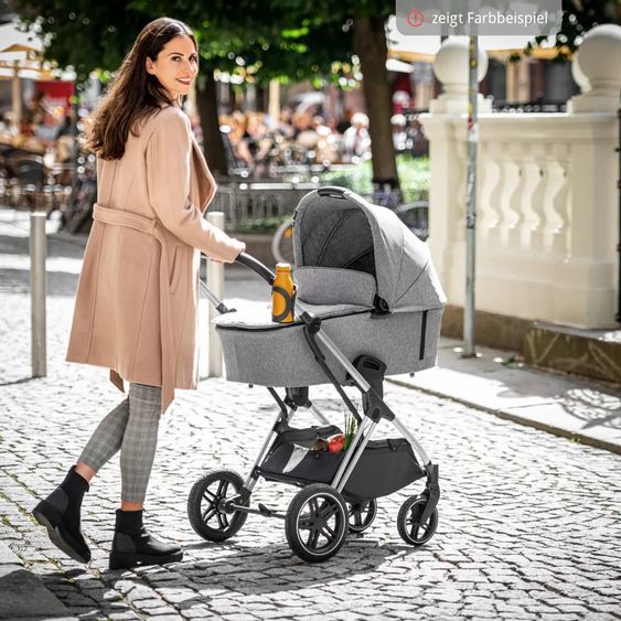 Hauck Kombi-Kinderwagen Vision X Duoset Silver (Sportwagen und Babywanne) inkl. XXL Zubehörpaket - Melange Black