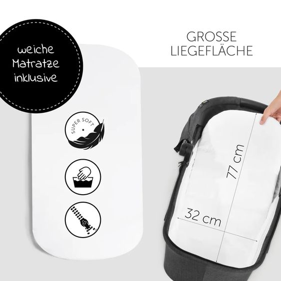 Hauck Kombi-Kinderwagen Vision X Duoset Silver (Sportwagen und Babywanne) inkl. XXL Zubehörpaket - Melange Black