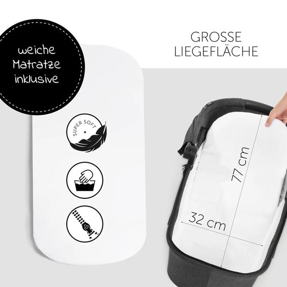 Hauck Passeggino Vision X Duoset Silver (passeggino e navicella) incluso pacchetto accessori XXL - Nero e Grigio Melange