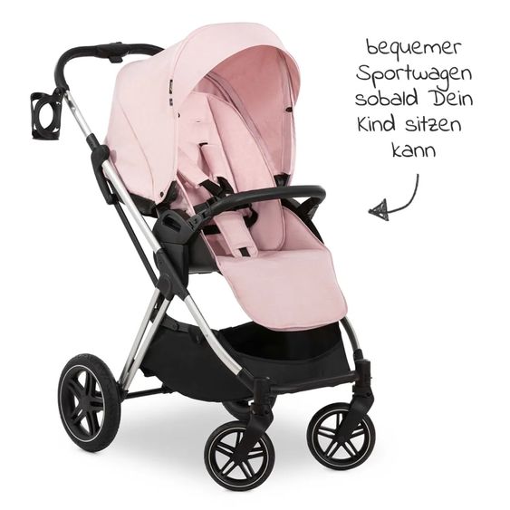 Hauck Kombi-Kinderwagen Vision X Duoset Silver (Sportwagen und Babywanne) inkl. XXL Zubehörpaket - Melange Rose