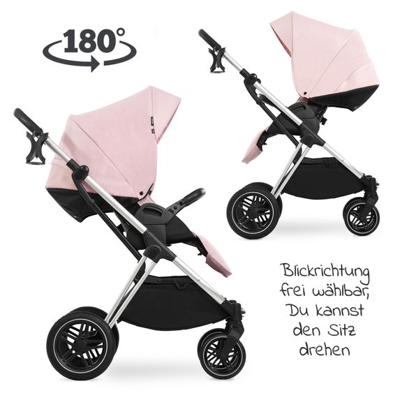 Hauck Kombi-Kinderwagen Vision X Duoset Silver (Sportwagen und Babywanne) inkl. XXL Zubehörpaket - Melange Rose