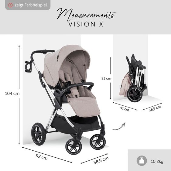 Hauck Kombi-Kinderwagen Vision X Duoset Silver (Sportwagen und Babywanne) inkl. XXL Zubehörpaket - Melange Rose